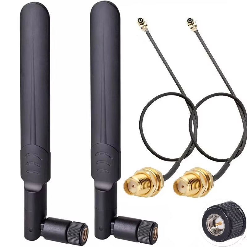 2 x 8dBi 2.4GHz 5.8GHz Dual Ban WiFi Antenna RP-SMA Male +2 x 15CM I-P-E-X-1 to