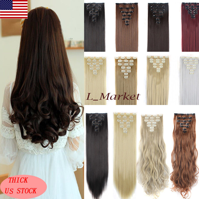 7pcs Double Thick Weft Long Straight Clip In Hair Extensions Natural As Human#ly