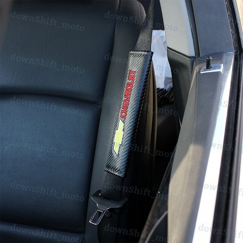 1 SET Carbon Look Embroidery Seat Belt Cover Shoulder Pads for Chevy Chevrolet