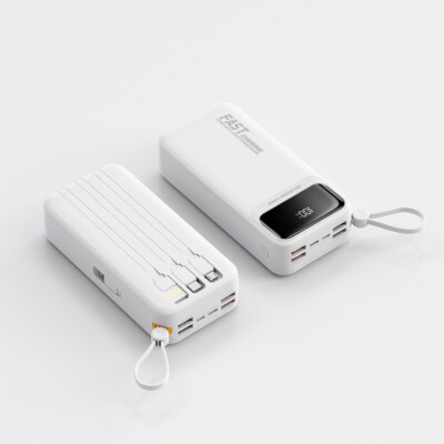 30000mAh Portable Power Bank With Fast Charging 4-Cable For Apple Android Type-C