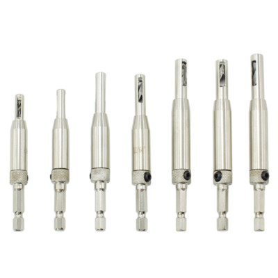 Self Centering Lock Hinge Drill Bit Set Hardware Drawer Pilot Hole Guides HSS