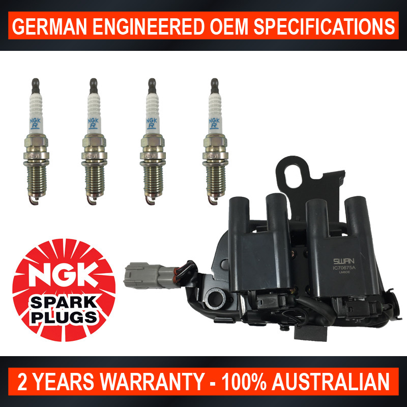 4x Genuine NGK Spark Plugs & 1x Ignition Coil Pack for Kia Cerato
