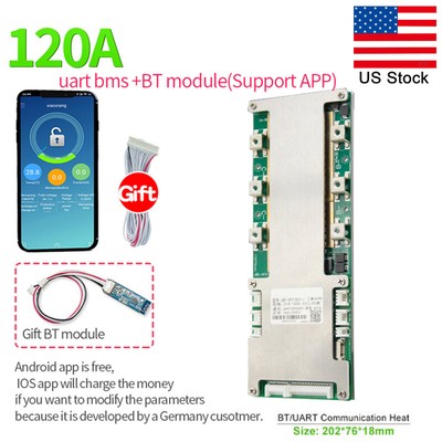 US - JBD Smart BMS 6S-21S 120A Li-Ion Battery Active Balance with Bluetooth BT