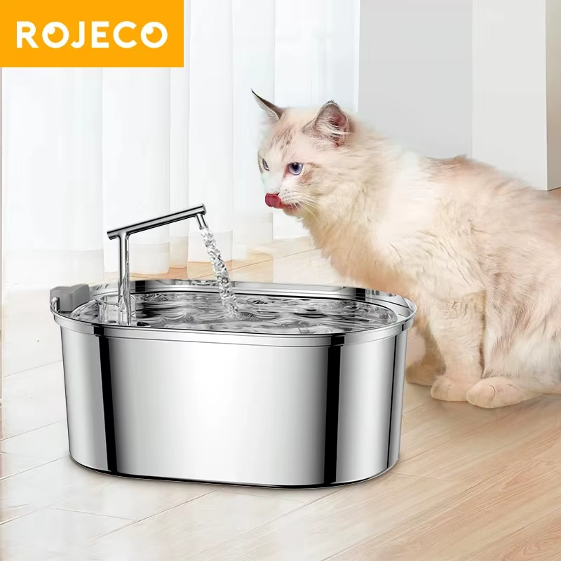 Stainless Steel Cat Water Fountain Automatic Cat Drinker Drinking Fountain For C