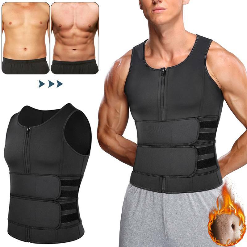 Men's Sweat Sauna Suit Vest Waist Trainer Body Shaper Tank Top Compression Shirt