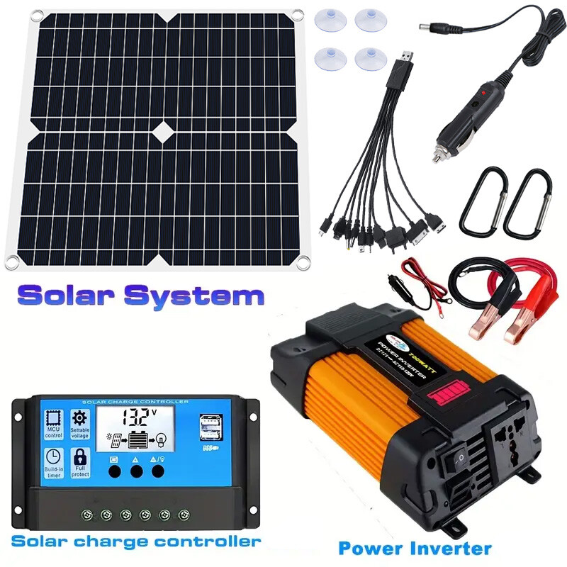 12V Solar Panel Kit with USB Ports and Battery Controller fo