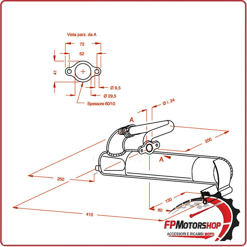 MARMITTA SILENZIATORE TERMINALE DI SCARICO SITO PER PIAGGIO VESPA ET3 125 0237