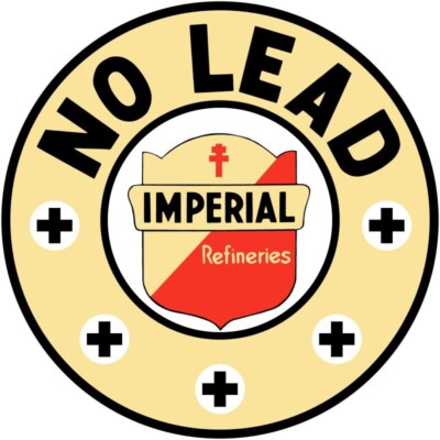 Imperial Refineries No Lead Gas Garage Art Metal Sign: 24'' Dia. Round USA Steel