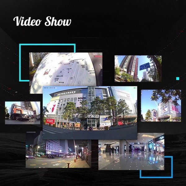 Collage of urban outdoor and indoor scenes with text "Video Show