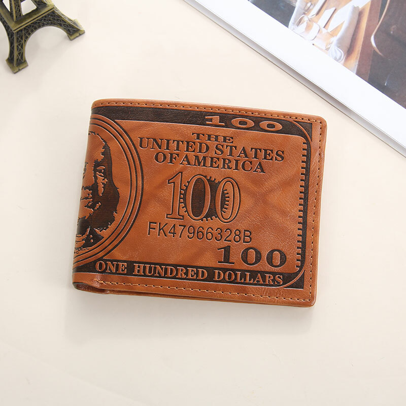 Mens Leather Wallet Bill Money Billfold US 100 Dollar Safe Purse Bifold US FAST