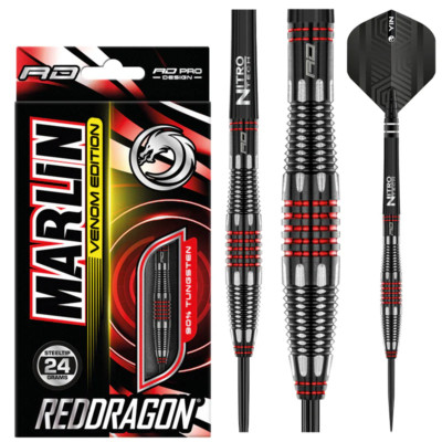 RED DRAGON MARLIN VENOM 24 GRAM 90% TUNGSTEN STEEL TIP DARTS 2646