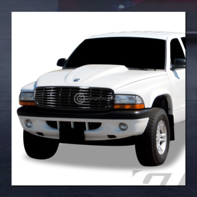 For 1997-2004 Dakota/Durango Gloss Black Horizontal Billet Front Bumper Grille