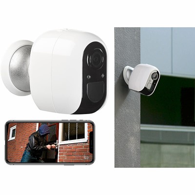 VisorTech IP-Überwachungskamera, Full HD, WLAN & App, Batterie-Betrieb, IP54