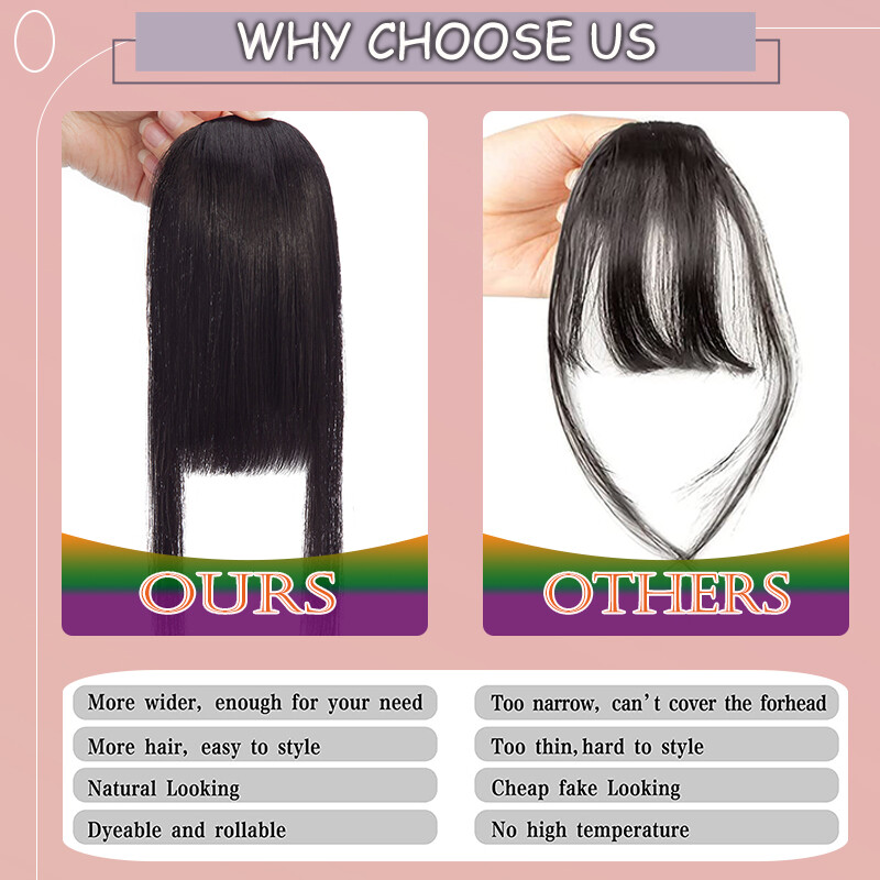 Neat Bangs Clip in on Fringe Hair Extensions Thick Thin As Human Front Hairpiece