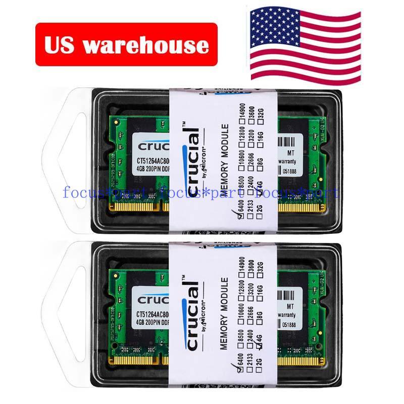 Crucial 8GB 2x4GB PC2-6400s DDR2-800MHz SoDimm Laptop Ram Fo