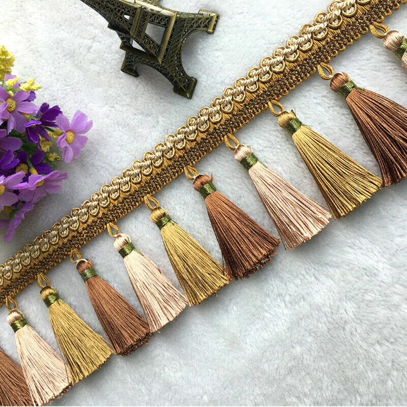 1M Tassel Fringe Trim Ribbon Curtain Cushions Edge Trimming Sewing Crafts