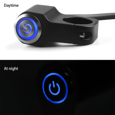 Motorcycle ATV 7/8'' Handlebar Switch Headlight Fog Spot Light ON/OFF Button Blue