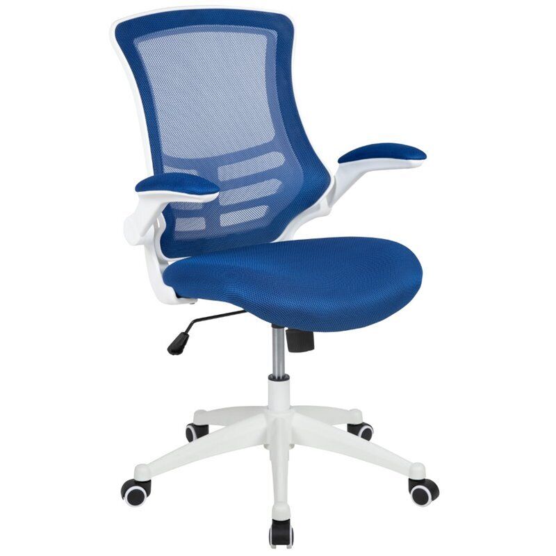 Scranton & Co Mid Back Mesh Office Swivel Chair In Blue And White