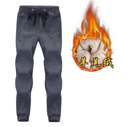 Mens Winter Thick Track Pants Trousers Elastic Waist Sportswear Lambwool Lining | eBay