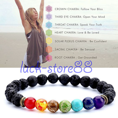 7 Chakra Healing Beaded Bracelet Natural Lava Stone Diffuser Bracelet Jewelry