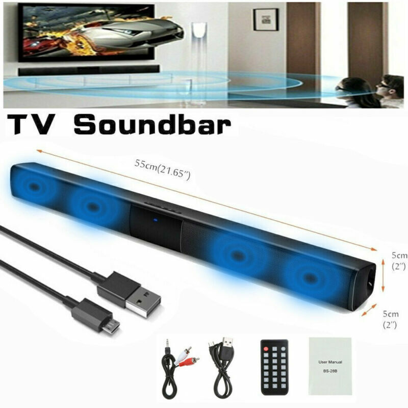 Wireless Surround Sound Bar 4 Speaker Bluetooth Subwoofer TV Home Theater Remote