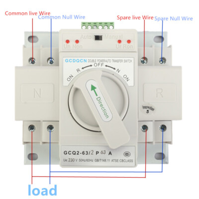 2Pole 63Amp 220V Home Dual Power Automatic Transfer Switch Mini Electrical ATS
