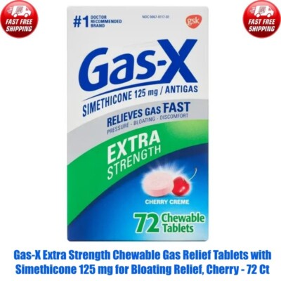 Gas-X Extra Strength Chewable Gas Relieving Tablets with Simethicone 125mg 72 Ct