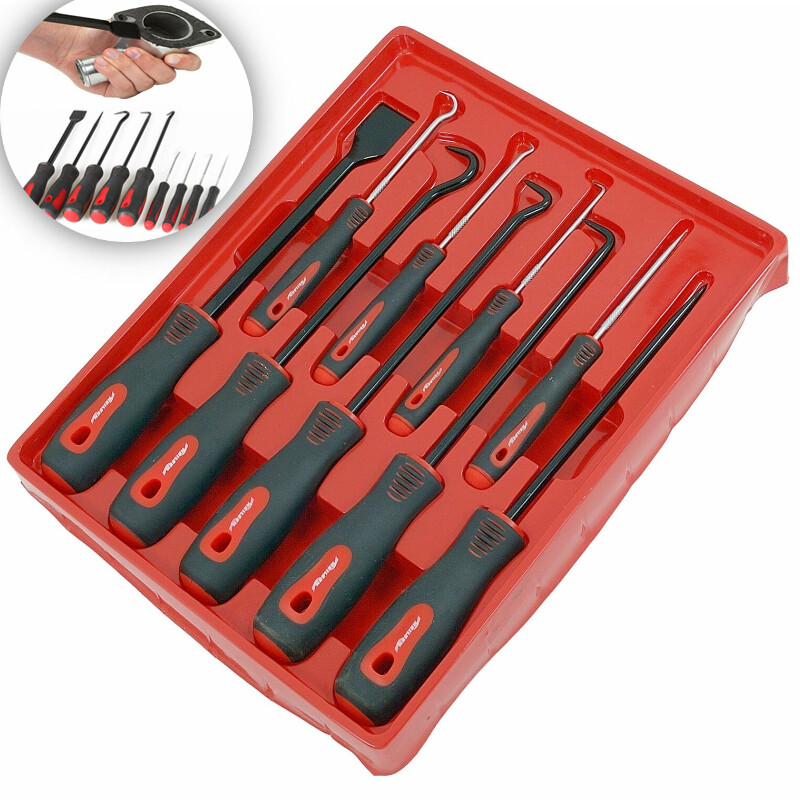 9 PCS Scraper Hook Pick Set Removal Tool O Rings Seals Rubber Handle Auto Repair