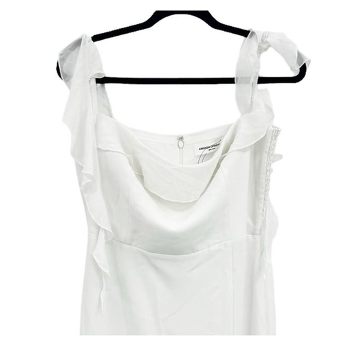 Pre-owned Amanda Uprichard Ruffle Straps Smocked Bodice Sleeveless White Dress L
