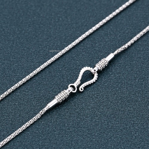 Real Solid S925 Sterling Silver Necklace Men Women 1.5mm