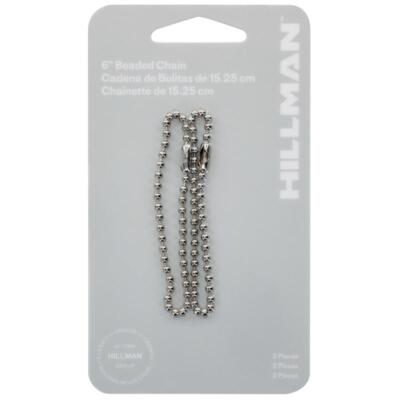 Hillman 701711 Metal Silver Beaded Chain Key Ring 6 Dia. in. (Pack of 5)