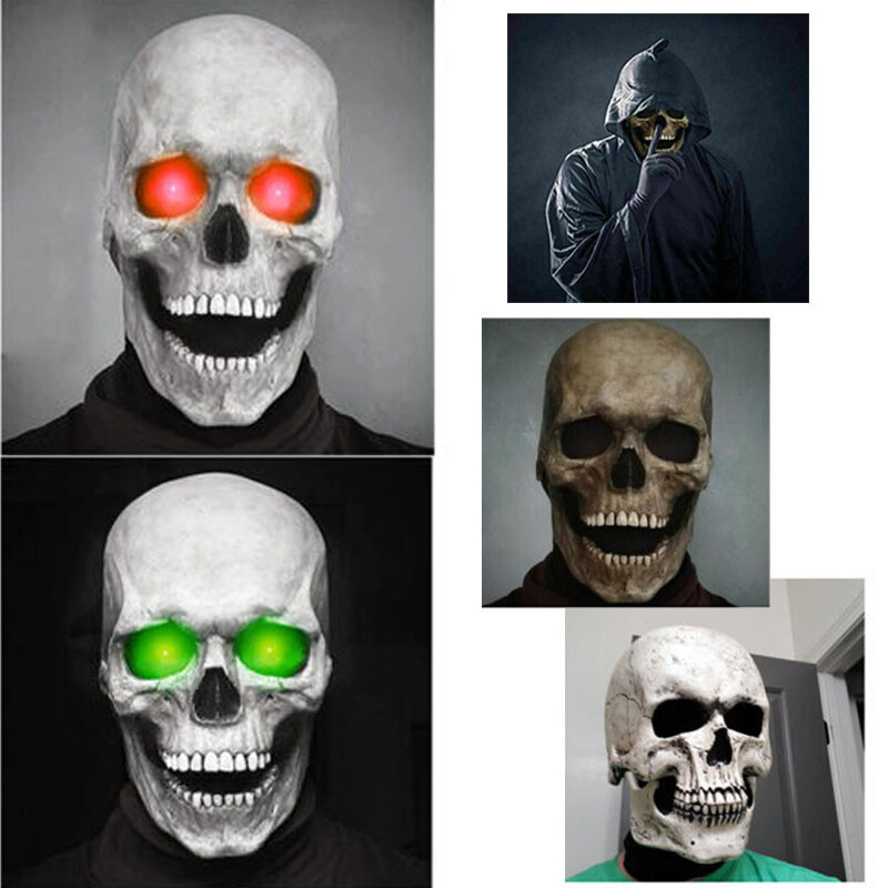 Halloween Skull Mask Full Head Helmet Movable Jaw Horror Party Pro Scary