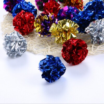 12pc Colorful Crinkle Foil Balls Cat Kitten Sound Paper Toy Cat Toy Mylar Balls