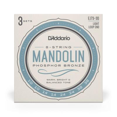 D'Addario EJ73-3D EJ73 3-Pack Phosphor Bronze Mandolin Strings, 10-38 Light