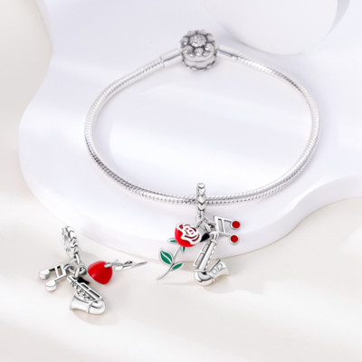 Saxophone Jazz Music Lover Rose Musician Charm Sterling Silver 925