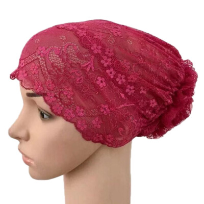 Flower Lace Women Muslim Inner Cap Arab Hijab Scarf Underscarf Turban Bonnet Hat