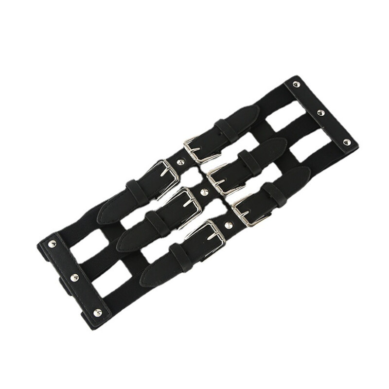 Damen Kunstleder Bund Breiter Hüftgurt Korsett Hohl Out Rock Punk Gothic