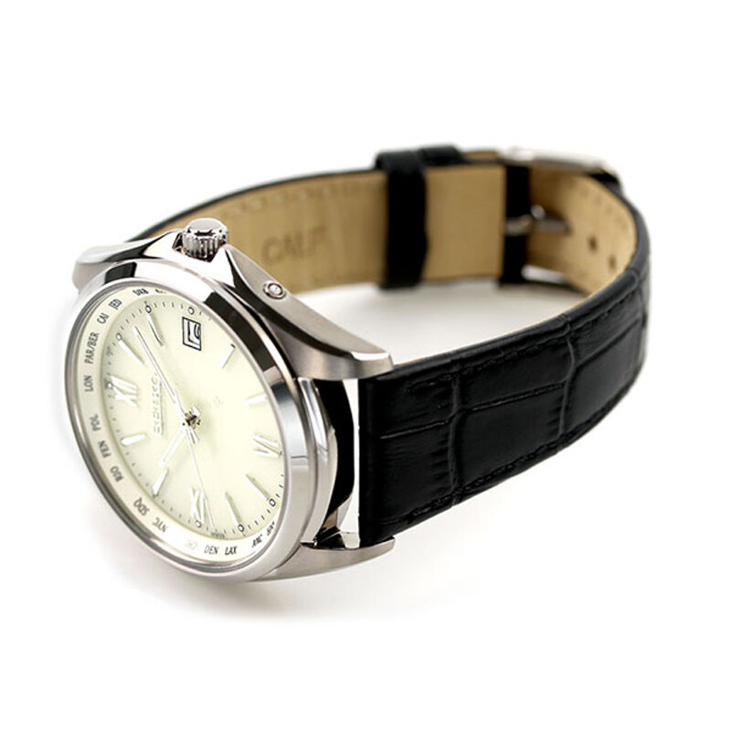Pre-owned Seiko Selection Sbtm295 Titanium Case Leather Band Solar Atomic Radio Men Watch
