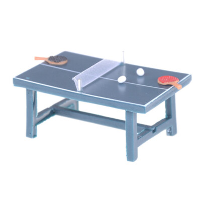 1/12 Dollhouse Mini Ping Pong Table With Balls & Rackets Doll House Decorat N-lg
