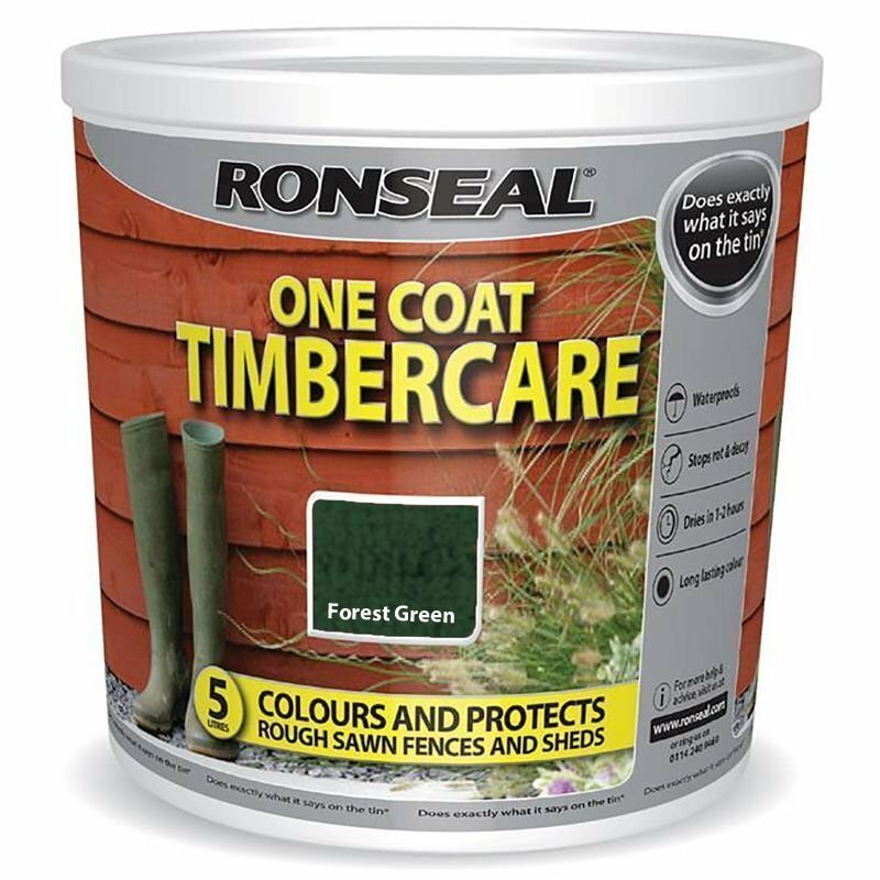 5 Litre Ronseal One Coat Timber Care Forest Green Fence & Shed Paint
