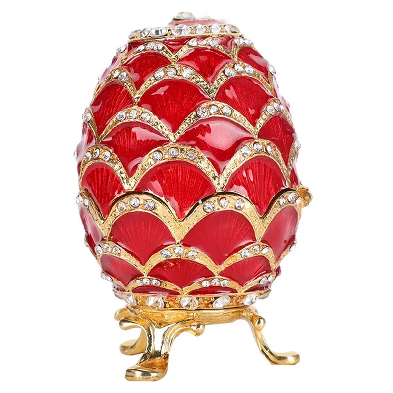 Jewelry Storage Eggs Enameled Craft Elegant Rich Colors Red Color Egg Shape