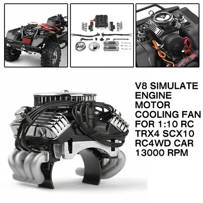 13000RPM V8 Simulate Engine Motor Cooling Fan Fit 1:10 RC TRX4 SCX10 RC4WD Car