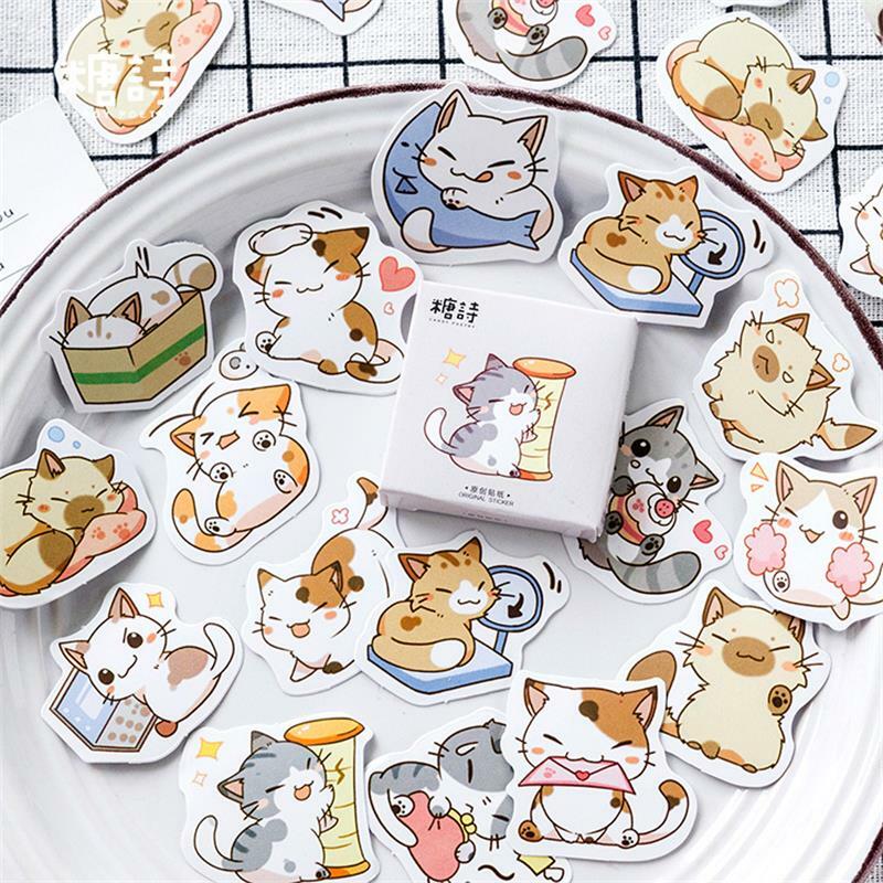 45pcs/box Kawaii Cats Stickers Journal Scrapbooking DIY Seal Decorative Sticker