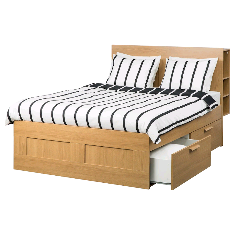 Ikea BRIMNES King Size Bed Frame c/w Storage and Headboard in