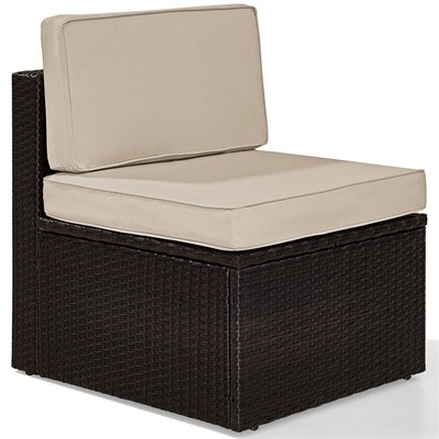 Crosley Palm Harbor Wicker Armless Patio Chair in Brown and Sand