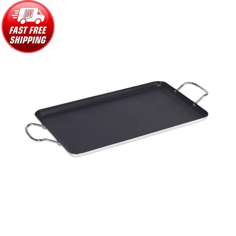Imusa 17" x 10" Nonstick Double Burner Griddle with Metal Ha