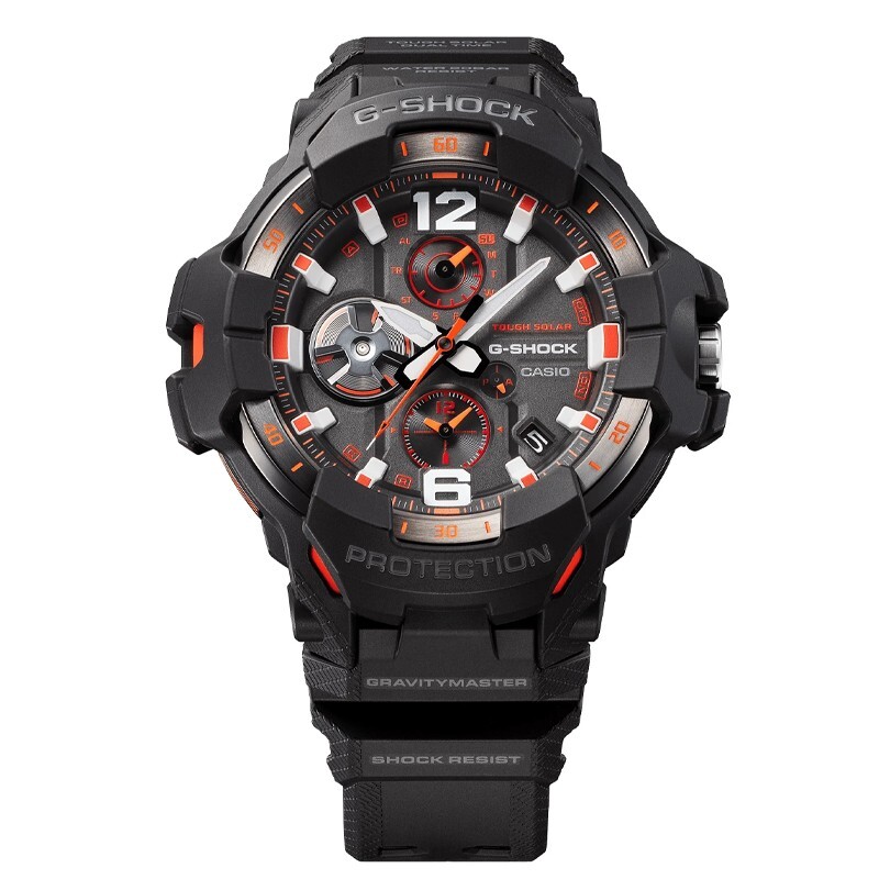 Pre-owned Casio G-shock Master Of Gravitymaster Black-orange Men's Watch Grb300-1a4