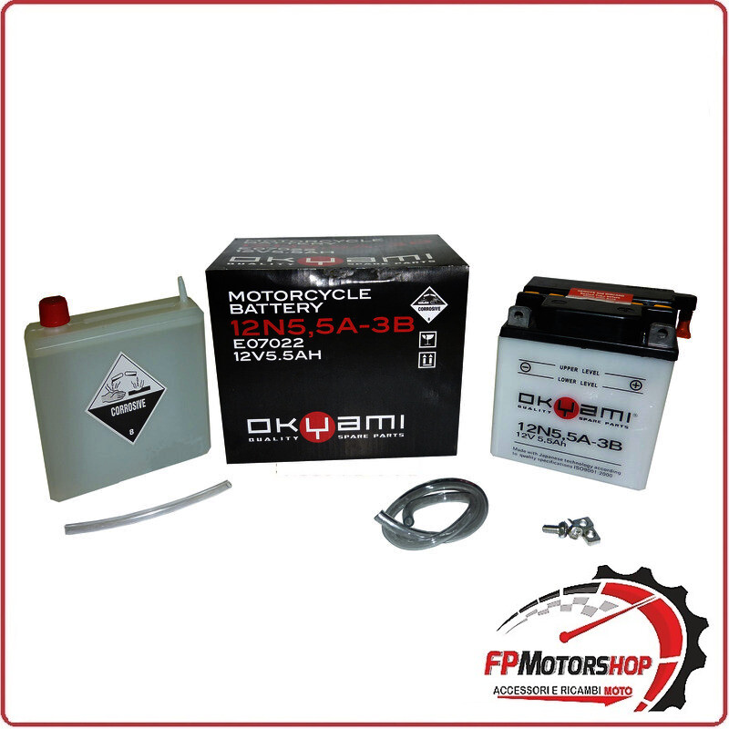 BATTERIA PER MOTO OKYAMI O12N5,5A-3B 12N5,5A-3B 12V 5,5AH 103X90X114MM YAMAHA RD