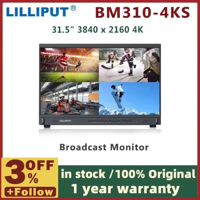 BM310-4KS 31.5 inch 3840x2160 4K Broadcast director monitor with V-Lock Mount