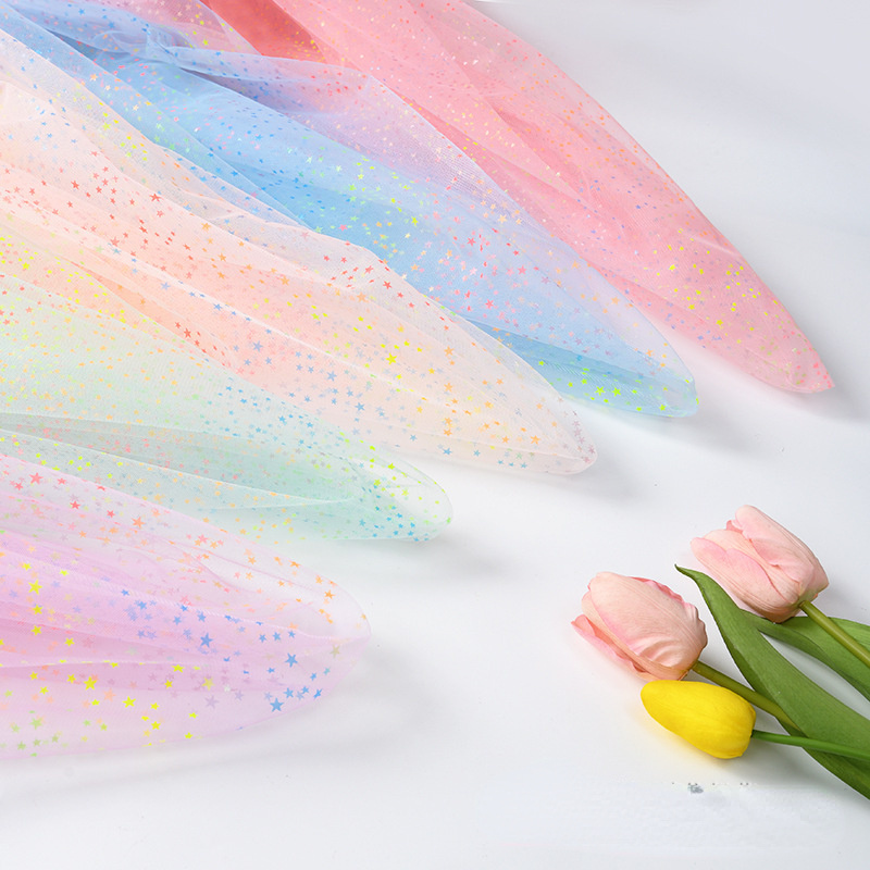 Star Mesh Lace Fabric Tulle Voile Hollow Out By Yard for Dress Sew Curtain Fairy